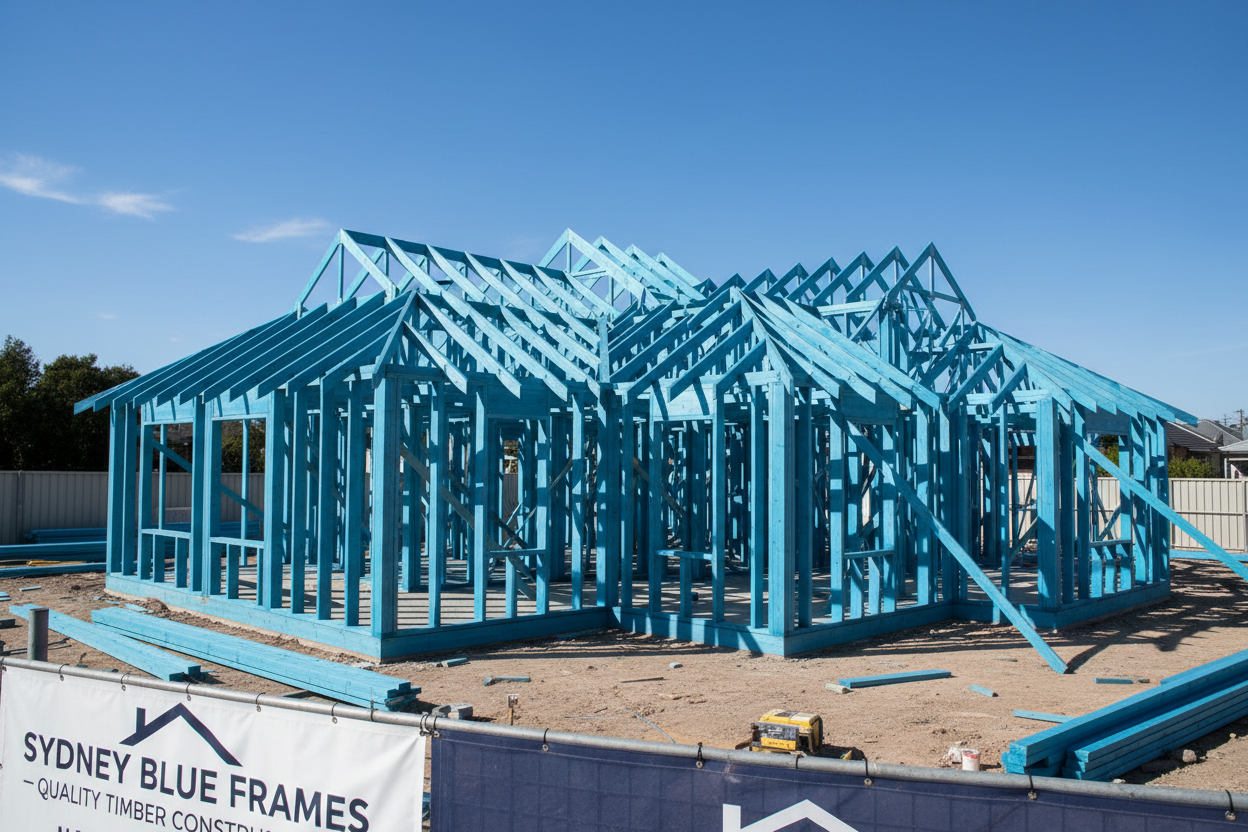 Sydney Blue Frames timber window and door frames in premium blue finish for residential and commercial construction in Sydney