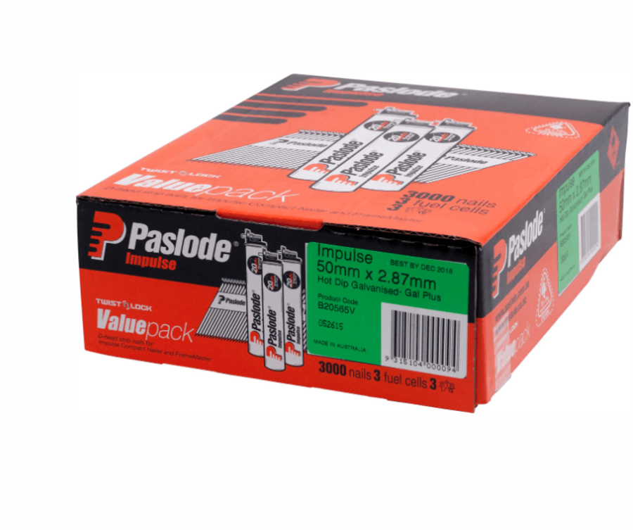 Impulse 50x2.87mm hot-dip galvanized nails, value pack of 3000.