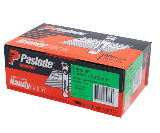Impulse 75x3.06mm HDG nails, high performance, 1000 pack for framing.