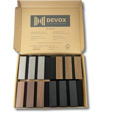 DEVO-ACOUSTIC sample box showcasing premium soundproofing solutions.