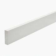 White baseboard trim on a white background