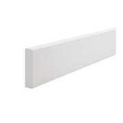 White baseboard trim on a white background