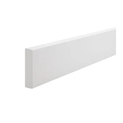 White baseboard trim on a white background