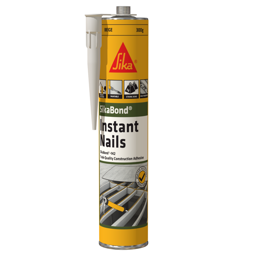 SikaBond-142 Instant Nails 300g beige, full box, for quick adhesion.