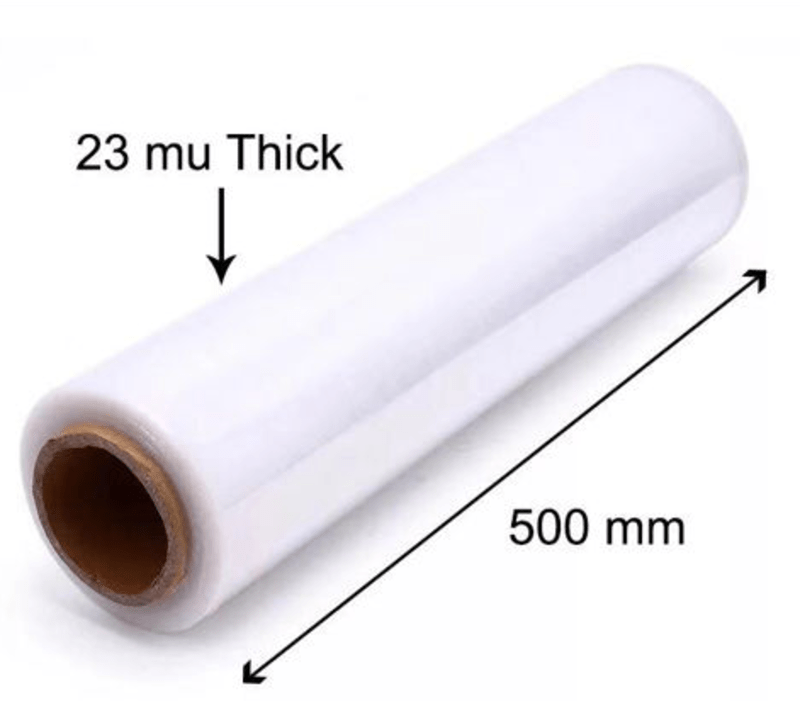 500mm wide 23um thick 340m long shrink wrap for secure packaging.
