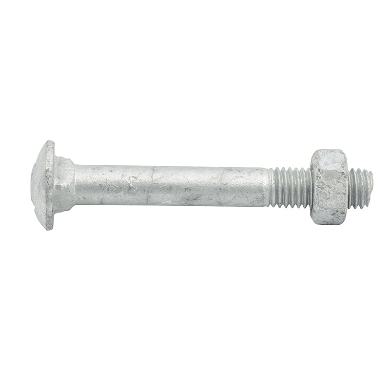 Galvanised bolt and nut cup 12x100 for secure metal connections.