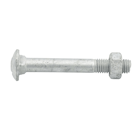 Galvanised bolt and nut cup 12x100 for secure metal connections.