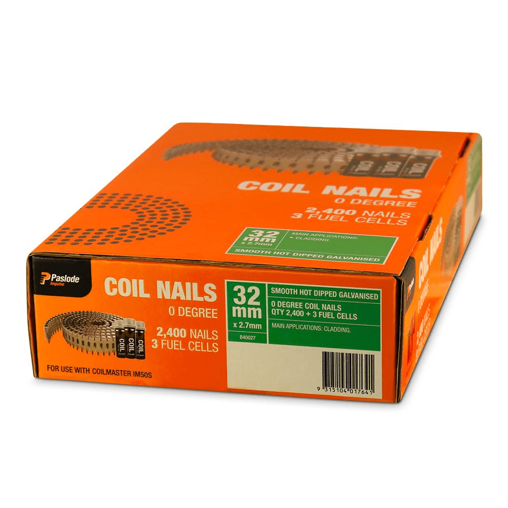 32x2.7mm coil nails ideal for cladding applications.