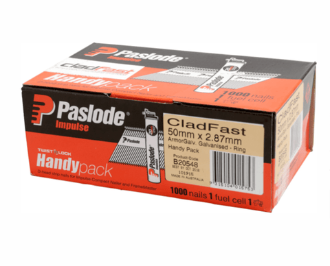 Impulse cladfast 50mm nails, high performance, pack of 1000.