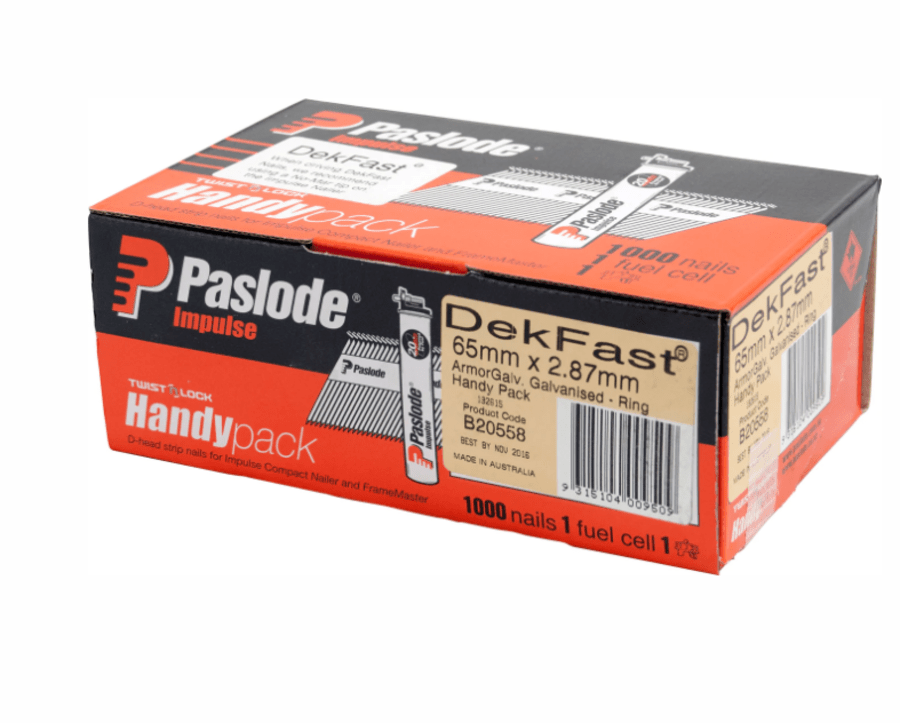Impulse dekfast 65mm nails, high precision, 1000 pack for decks - Alpha Timber Sydney.