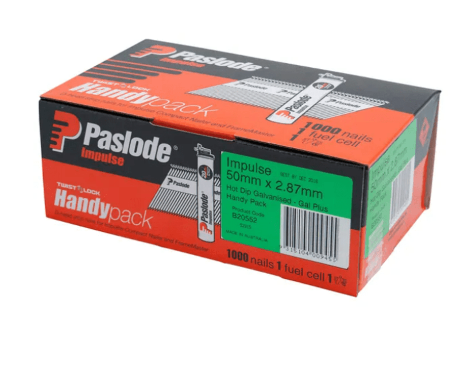 Impulse 50x2.87mm hot-dip galvanized nails, high performance, 1000 pack - Alpha Timber Sydney.