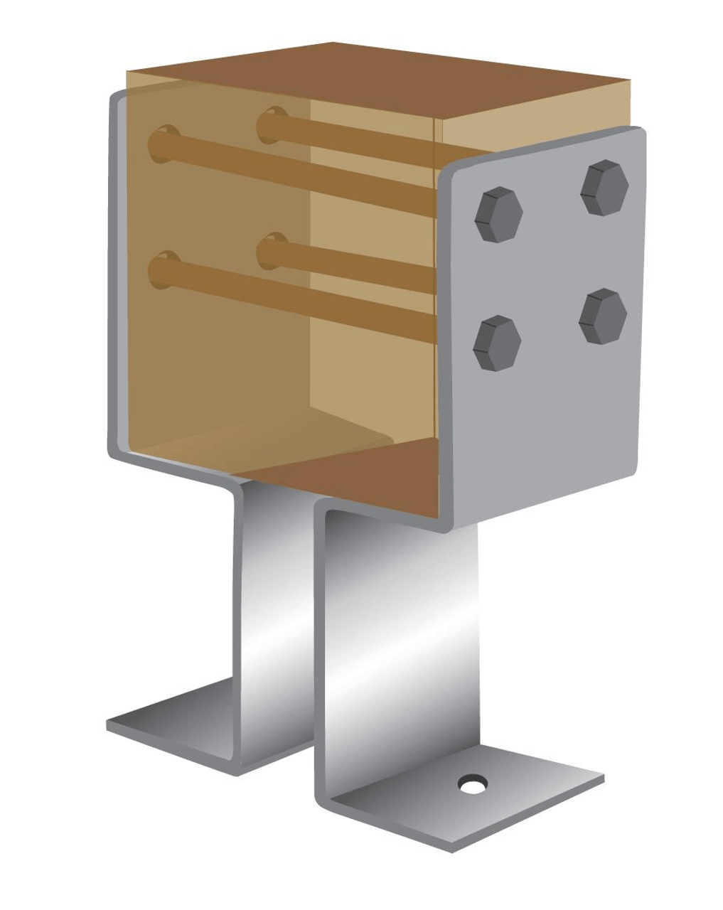 Split leg post support for versatile and adjustable installation.